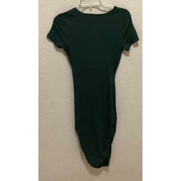 Green Twist-Front Bodycon Dress With Short Sleeves Size S - Picture 5 of 5
